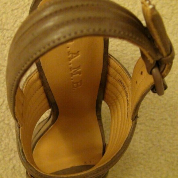 L.A.M.B. Madelle Chocolate Slingback Platform Sandal Heels Size 8M MSRP $285 - Picture 11 of 12